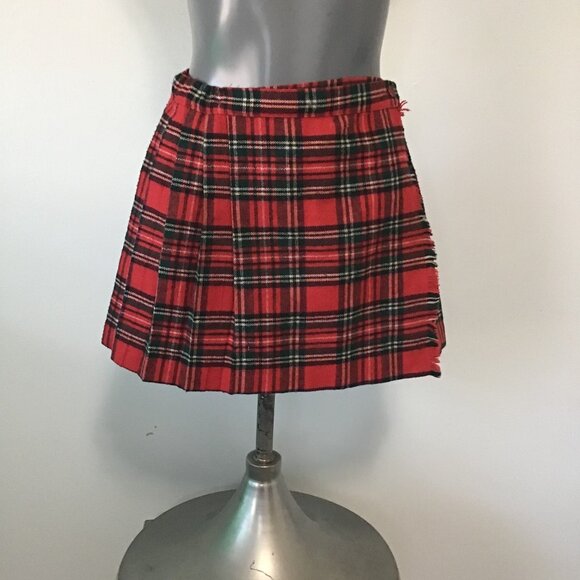 Vintage Wool Blend Tartan Plaid Kilt Mini Skirt Size 12 - Picture 1 of 11